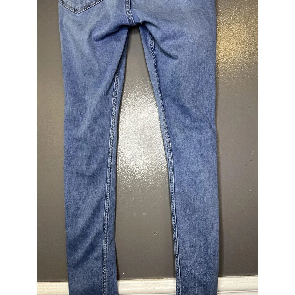 Hollister Jeans Juniors 3R Blue Medium Wash Curvy High Rise Distressed Jegging - Picture 6 of 10